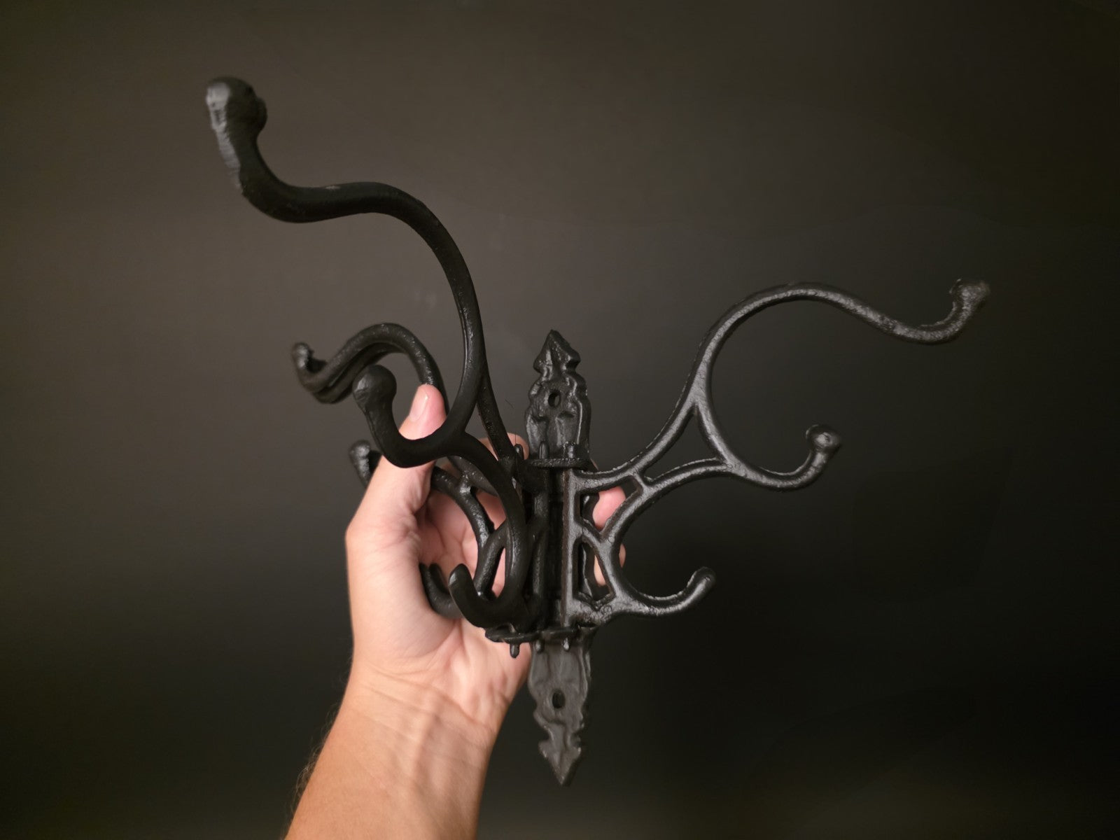 Antique Vintage Style Wall Hook Swivel Folding Coat Hanger Hardware Black Finish