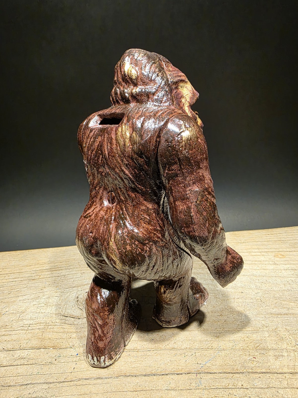 7 1/2" Antique Style Cast Iron Big Foot Sasquatch Coin Bank