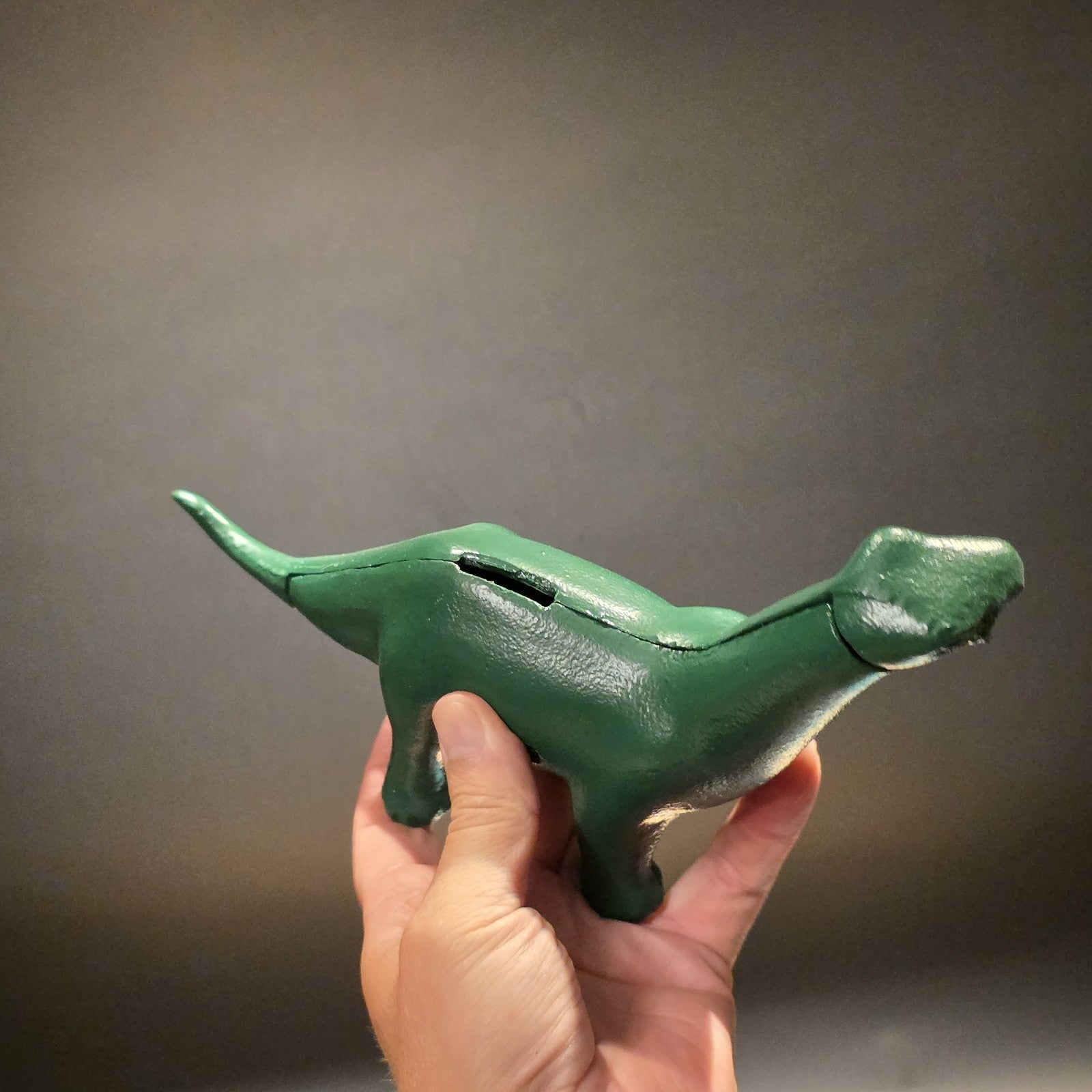 Antique Style Cast Iron Brontosaurus Dinosaur Coin Bank
