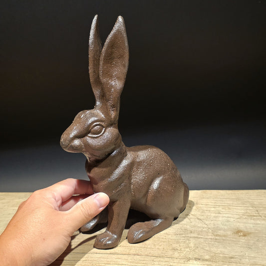 10" Antique Style Cast Iron Rabbit Door Stop Hare Statue