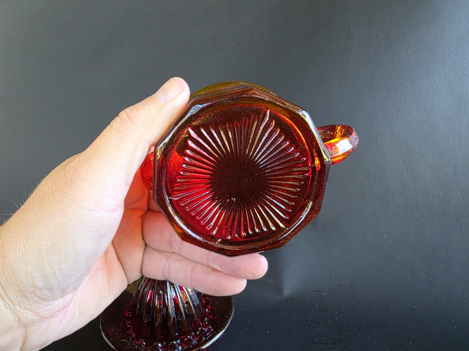 4.5" Vintage Style Ruby Red Depression Glass Juicer
