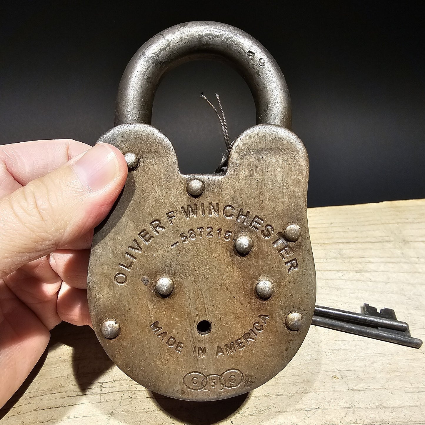 5" Antique Vintage Style Cast Iron Winchester Firearms Ammo Box Padlock Lock