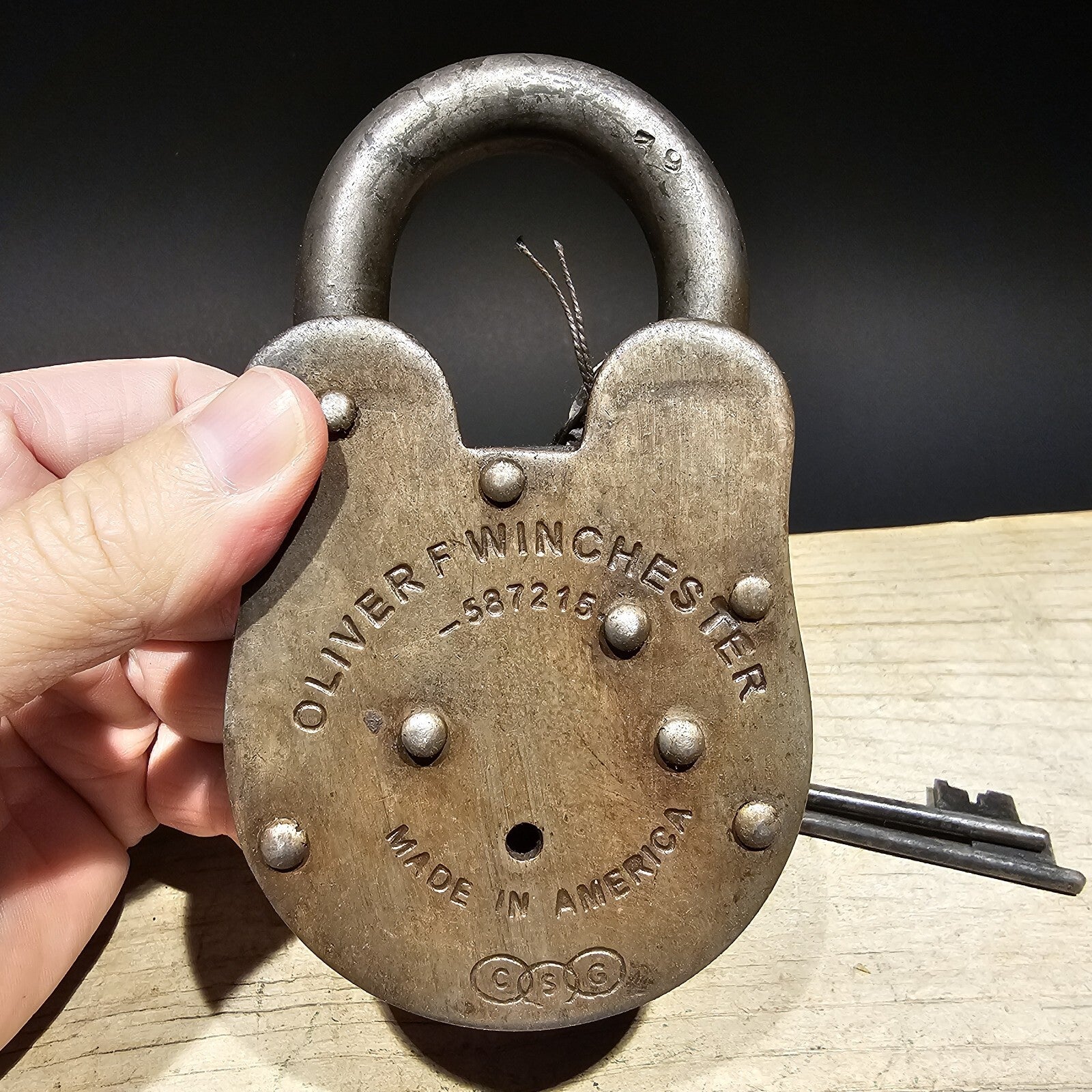 5" Antique Vintage Style Cast Iron Winchester Firearms Ammo Box Padlock Lock