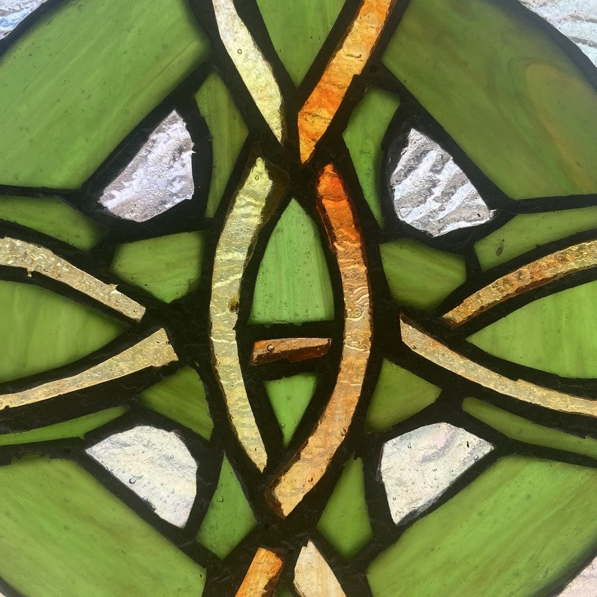 18"H Celtic Cross Stained Glass Window Panel