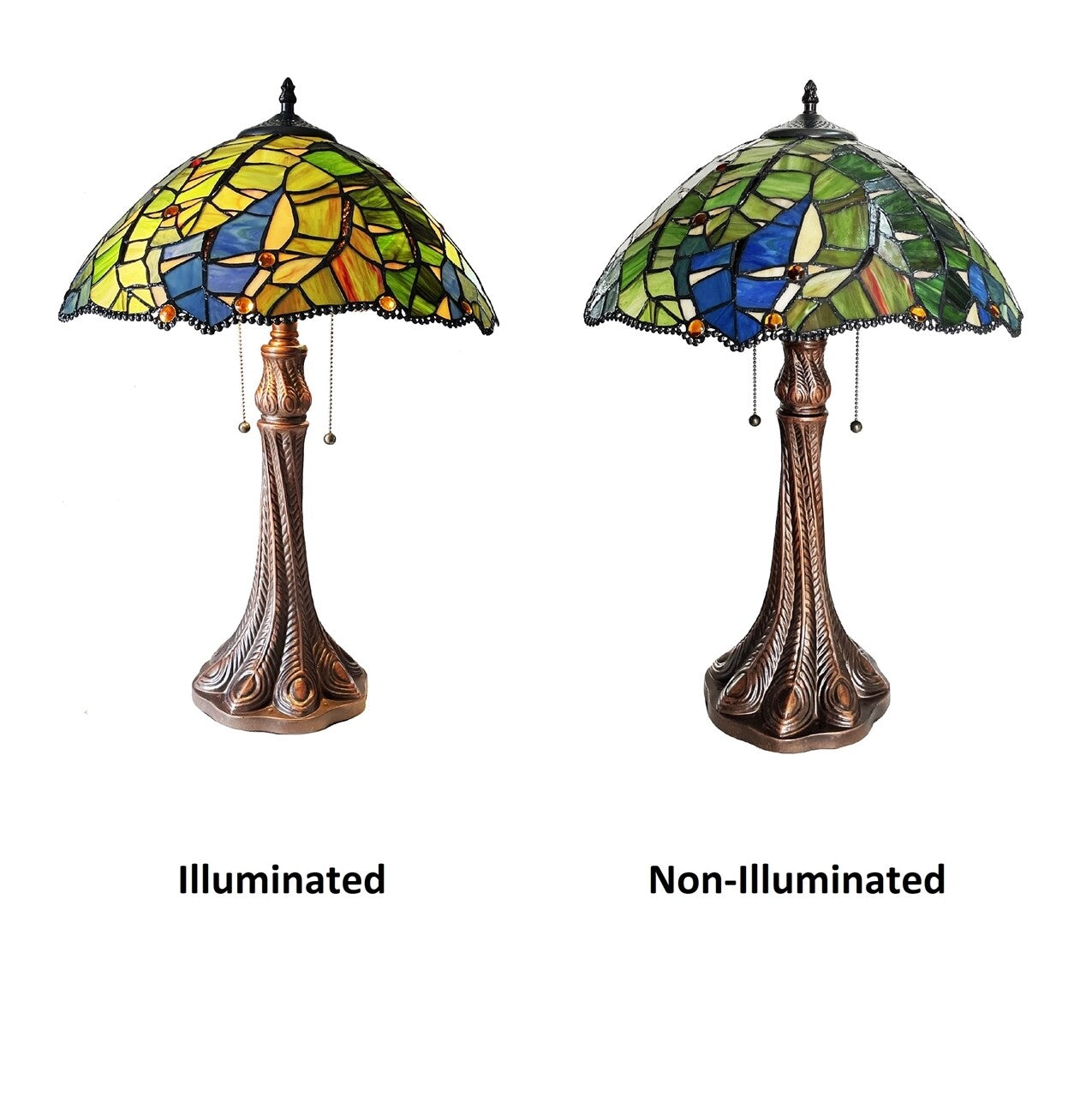 24" 2 light Stained Glass Table Lamp