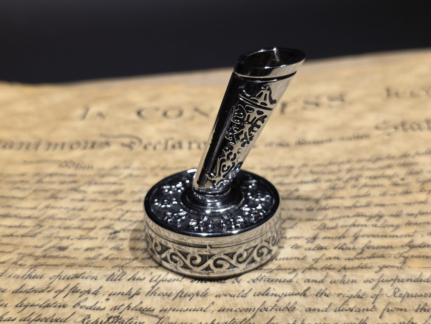 Antique Style Silver Metal Single Fountain or Dip Pen Holder