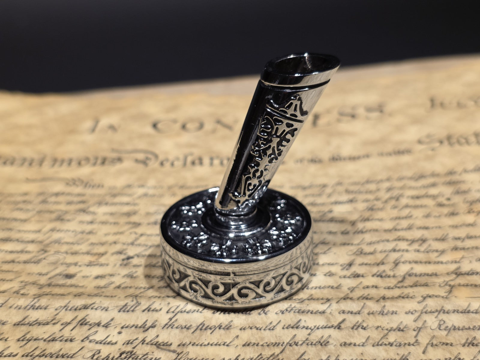 Antique Style Silver Metal Single Fountain or Dip Pen Holder