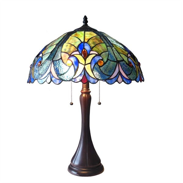 22" Antique Vintage Style Stained Glass Table Lamp