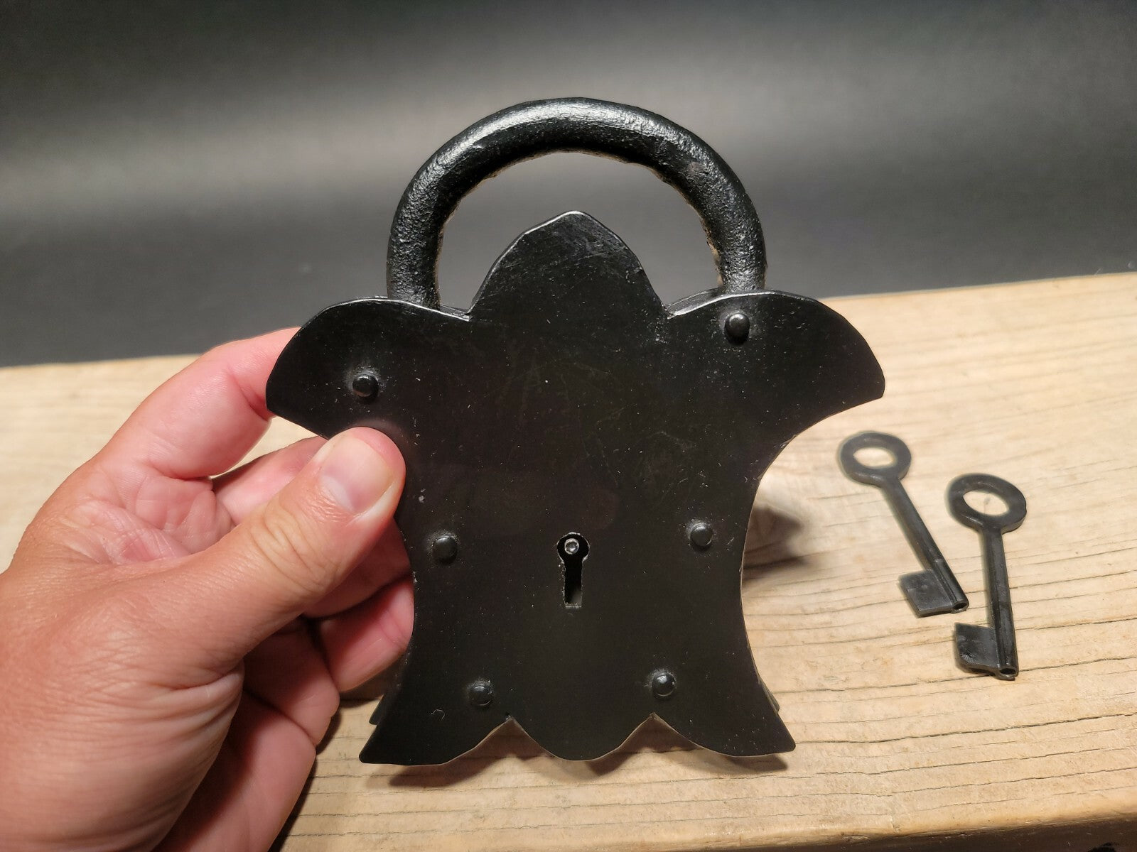 Antique Vintage Style Cast Iron Padlock Lock & Key 