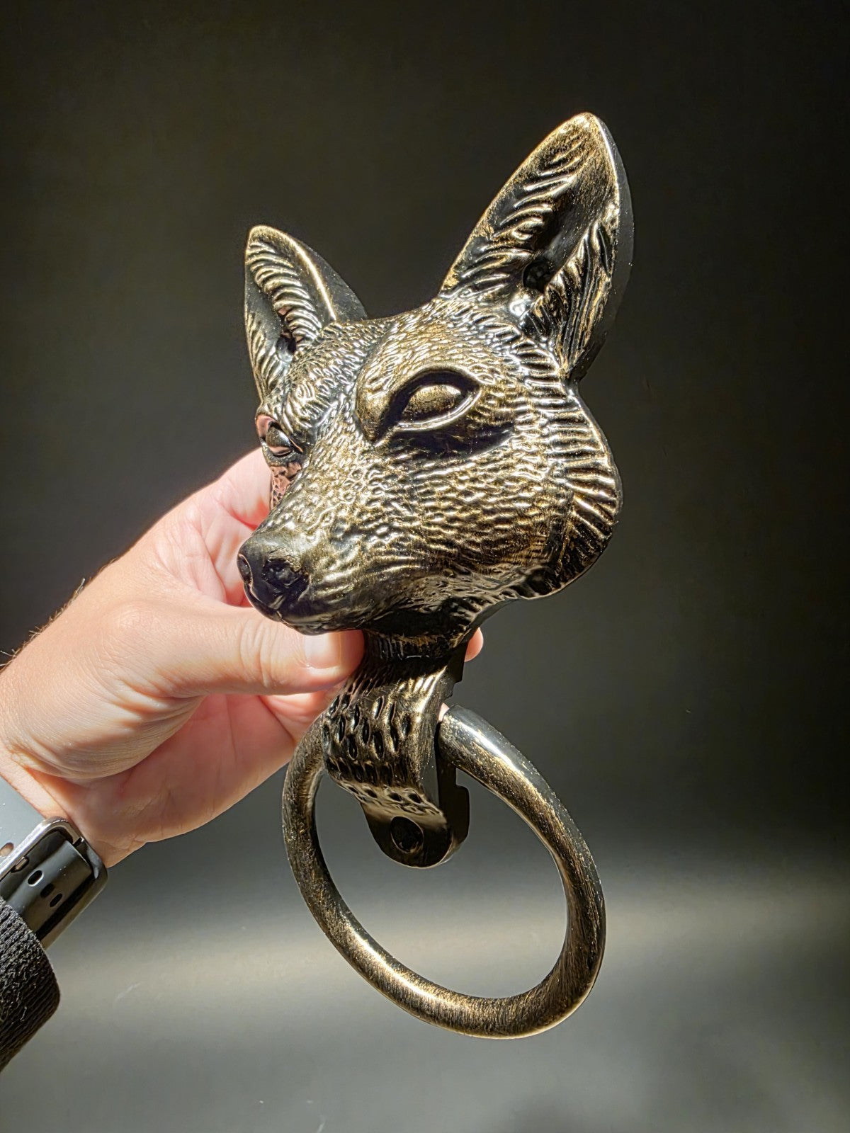 Antique Brass Vintage Style Cast Iron Fox Head Door Knocker