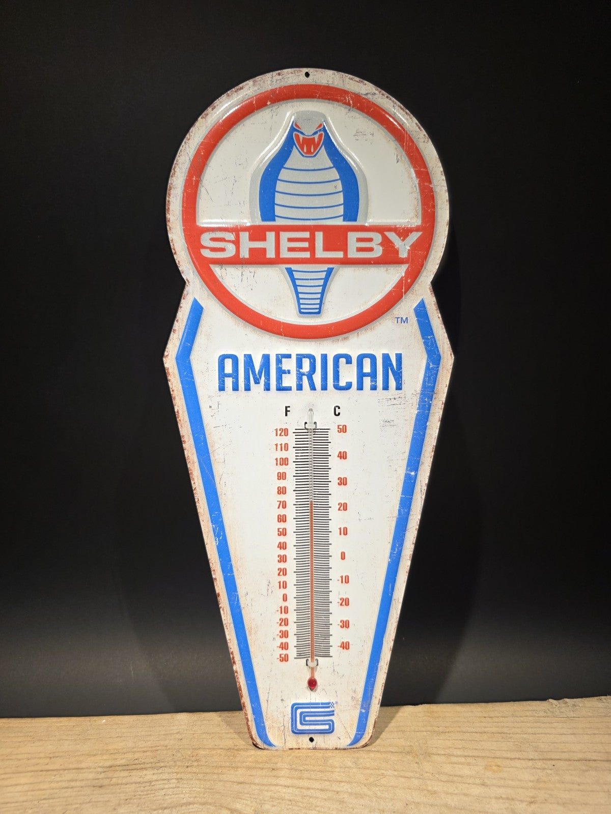 17.5 " Metal Vintage Style Ford Shelby American Thermometer Sign