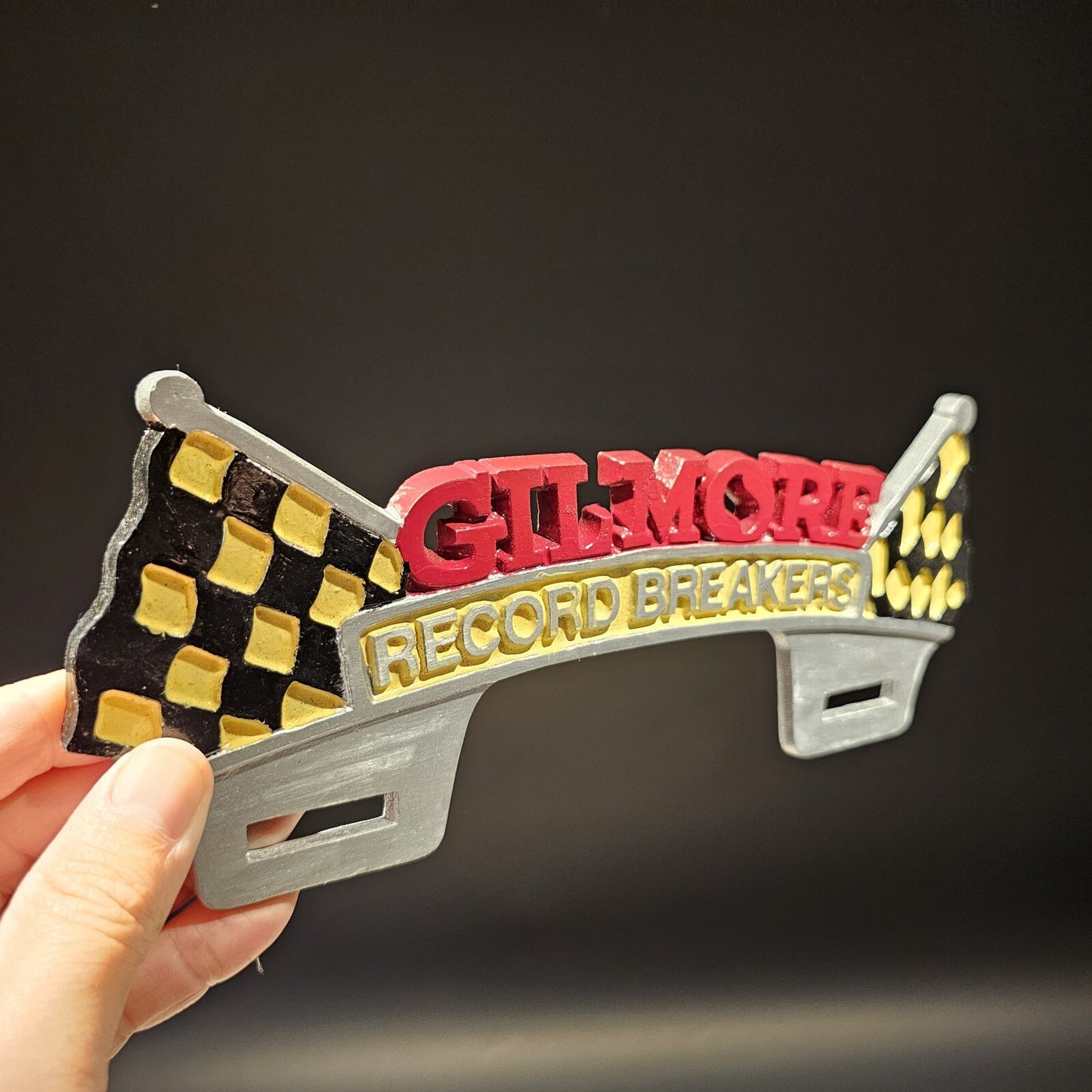 Vintage Style Aluminum Gilmore License Plate Fob Topper