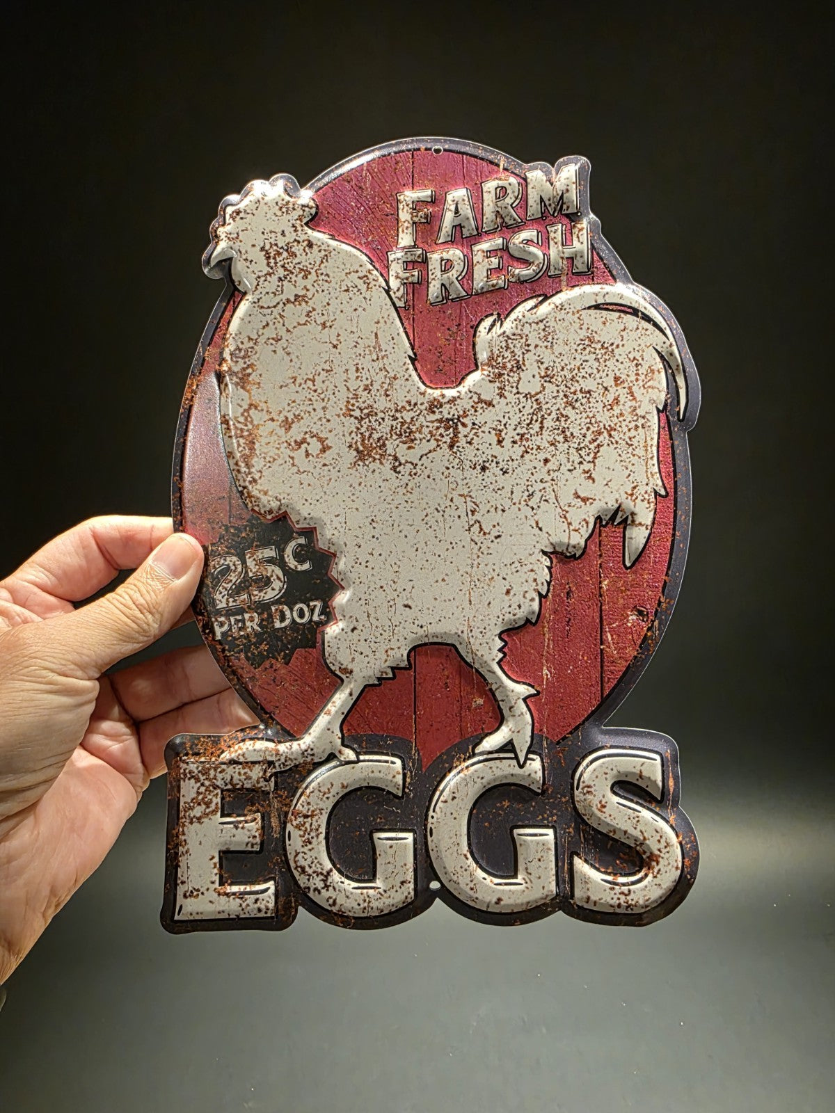 11" Metal Vintage Style Fresh Eggs Sign