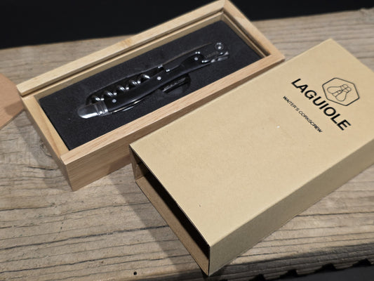 Laguiole Corkscrew with Black Horn Handles Vintage Style