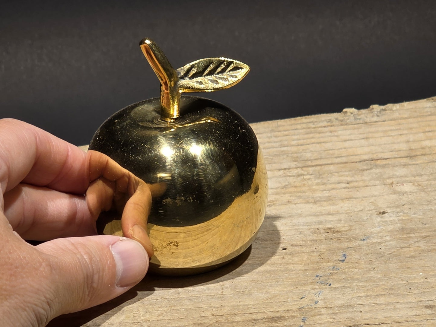 Antique Vintage Style Schoolhouse Brass Apple Bell