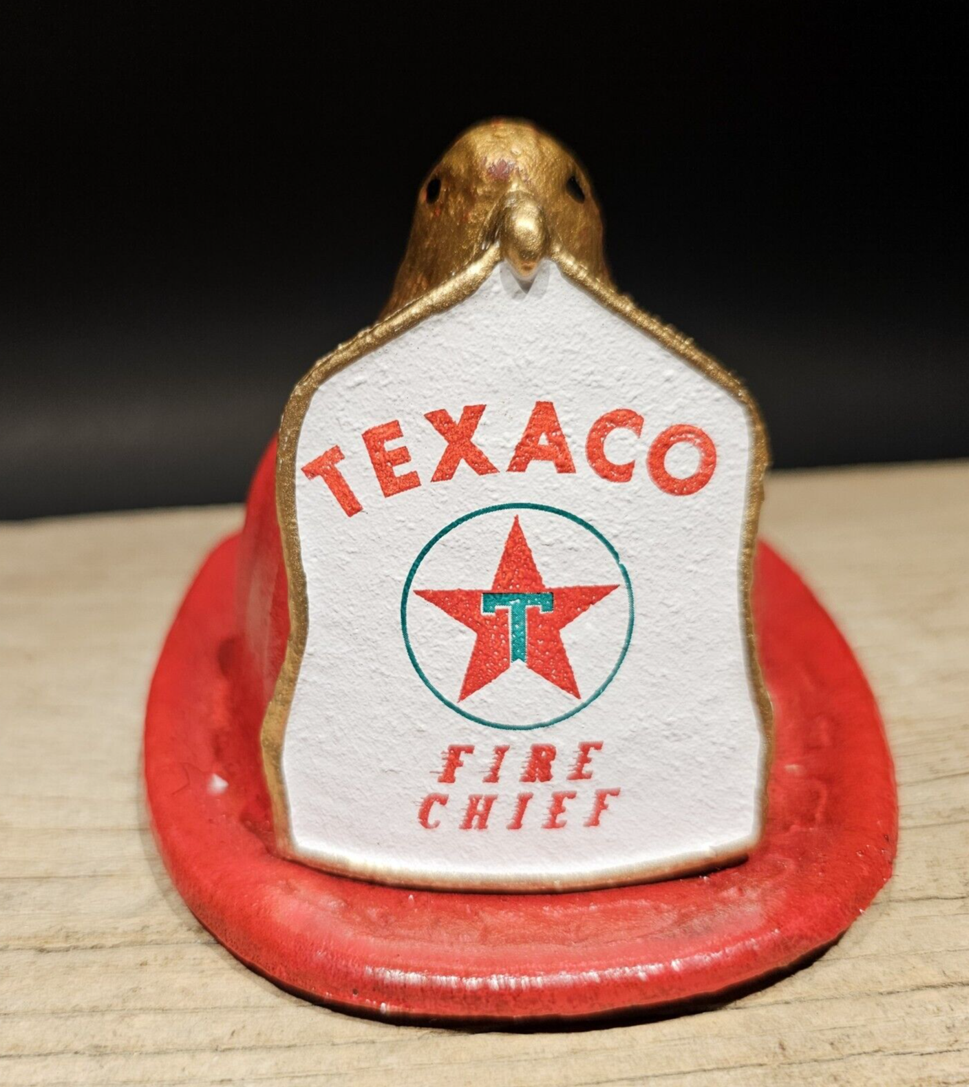 Antique Style Miniature Cast Iron Texaco Fireman Helmet