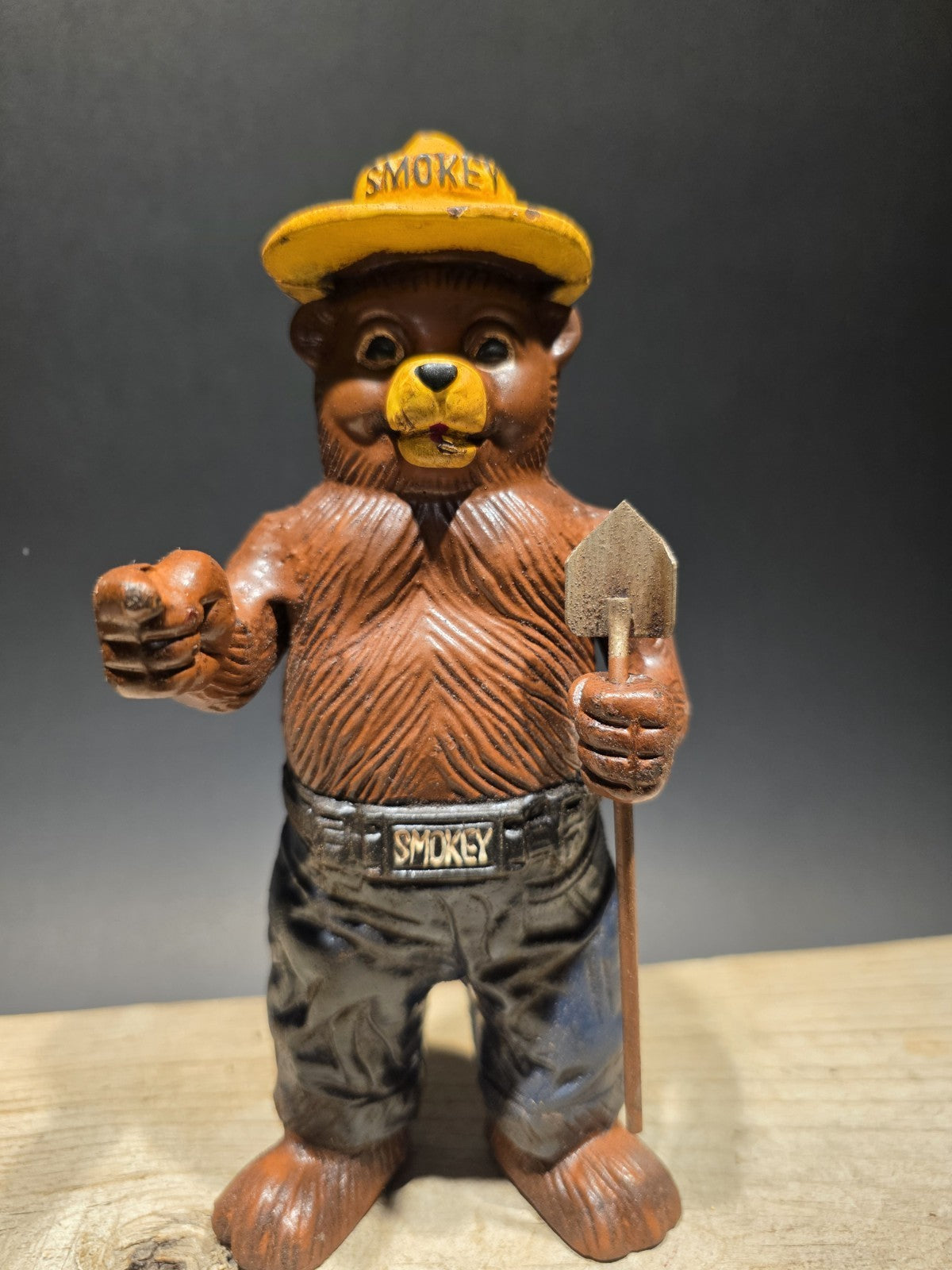 Antique Vintage Style Cast Smokey The Bear Coin Bank