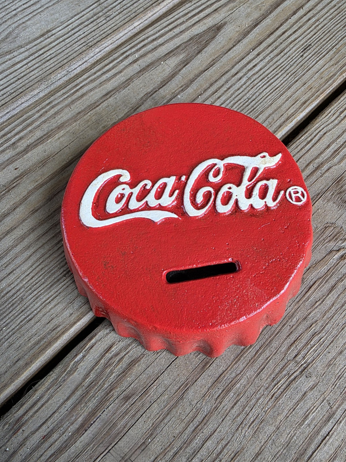 Antique Vintage Style Cast Iron Coca Cola Bottle Cap Coin Bank Atlanta Ga.