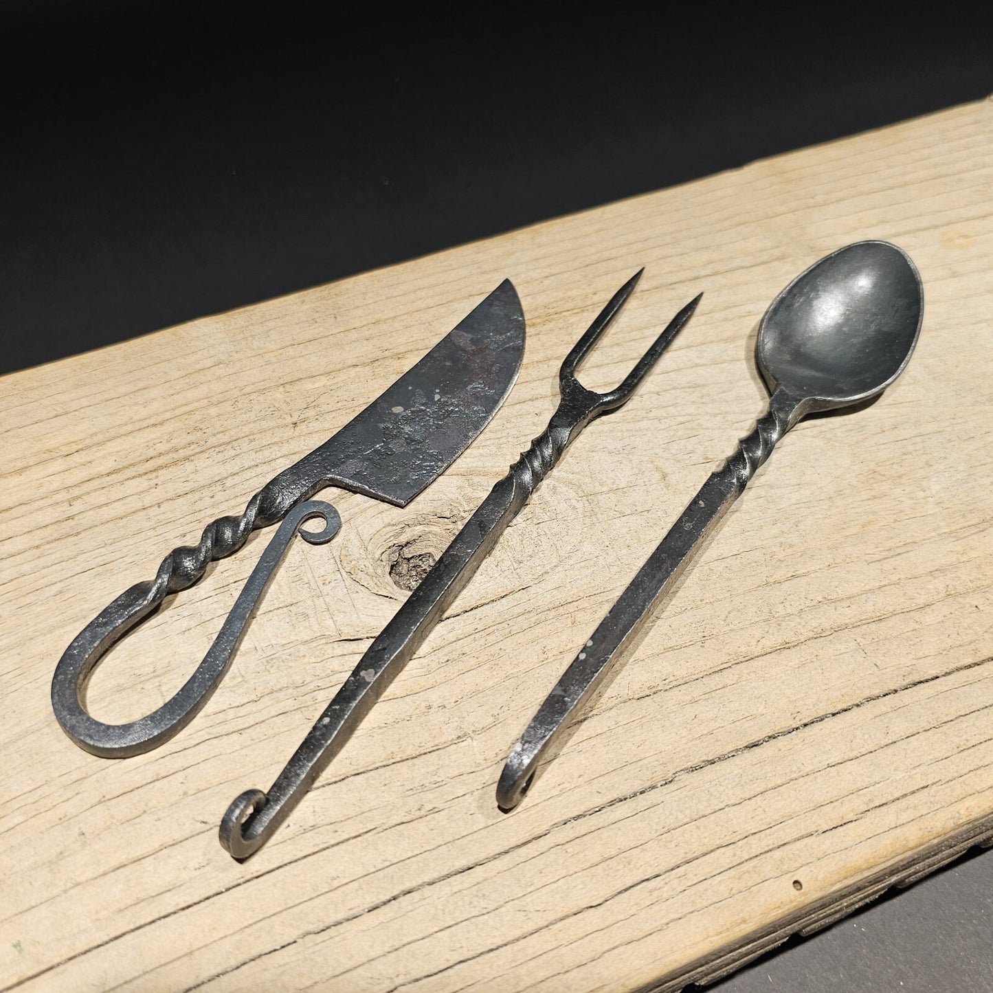 Flint Striker Style Custom Forged Knife Utensil Set