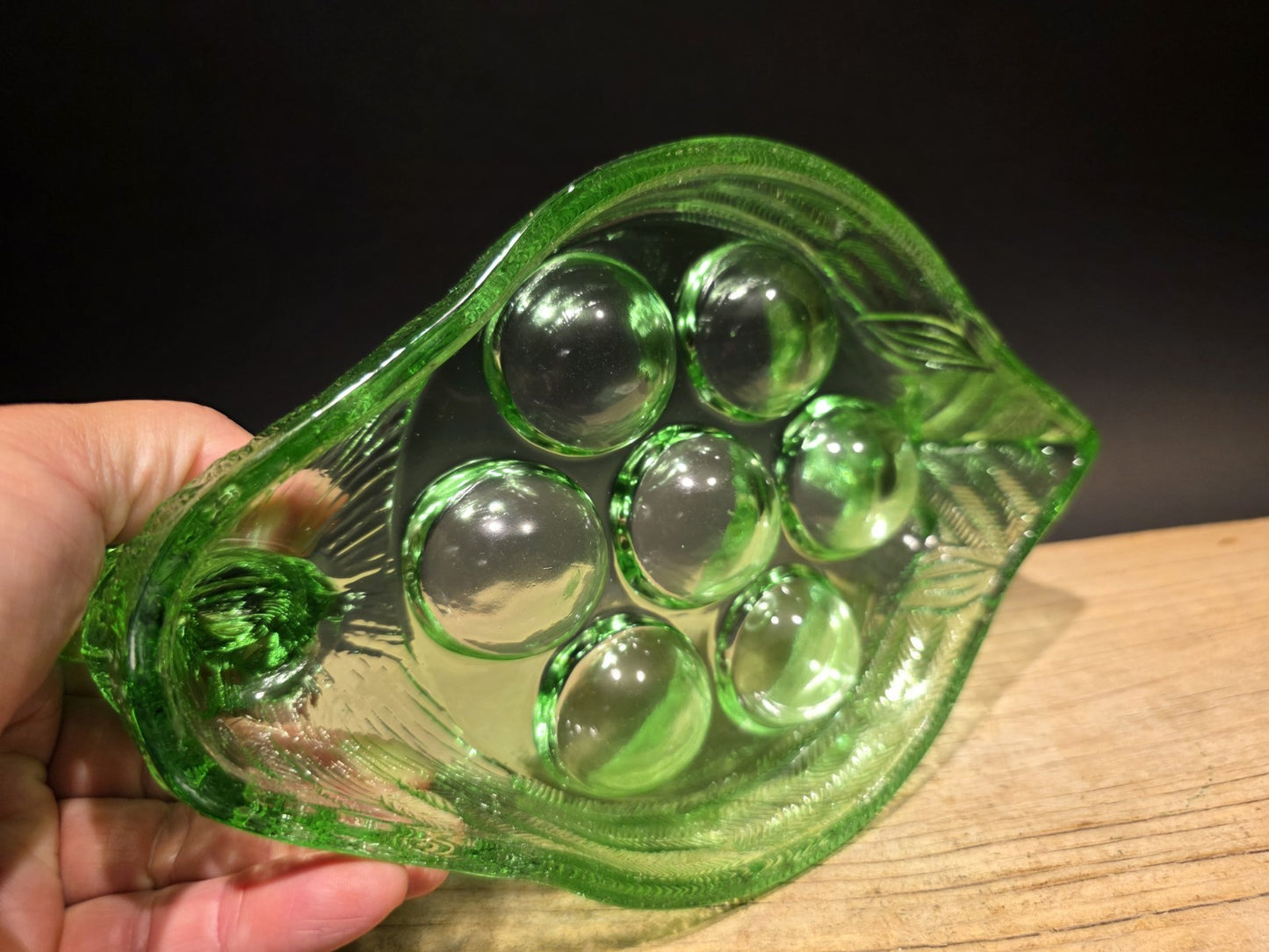 Vintage Antique Style Green Depression Glass Nesting Chicken Egg Holder