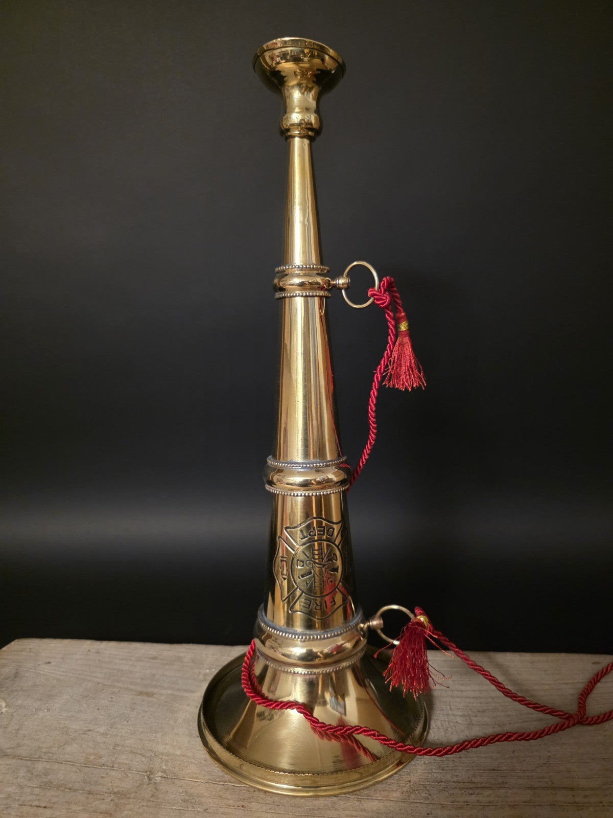 16 1/2" Antique Style Polished Brass Gold Fireman Presentation Speaking Trumpet