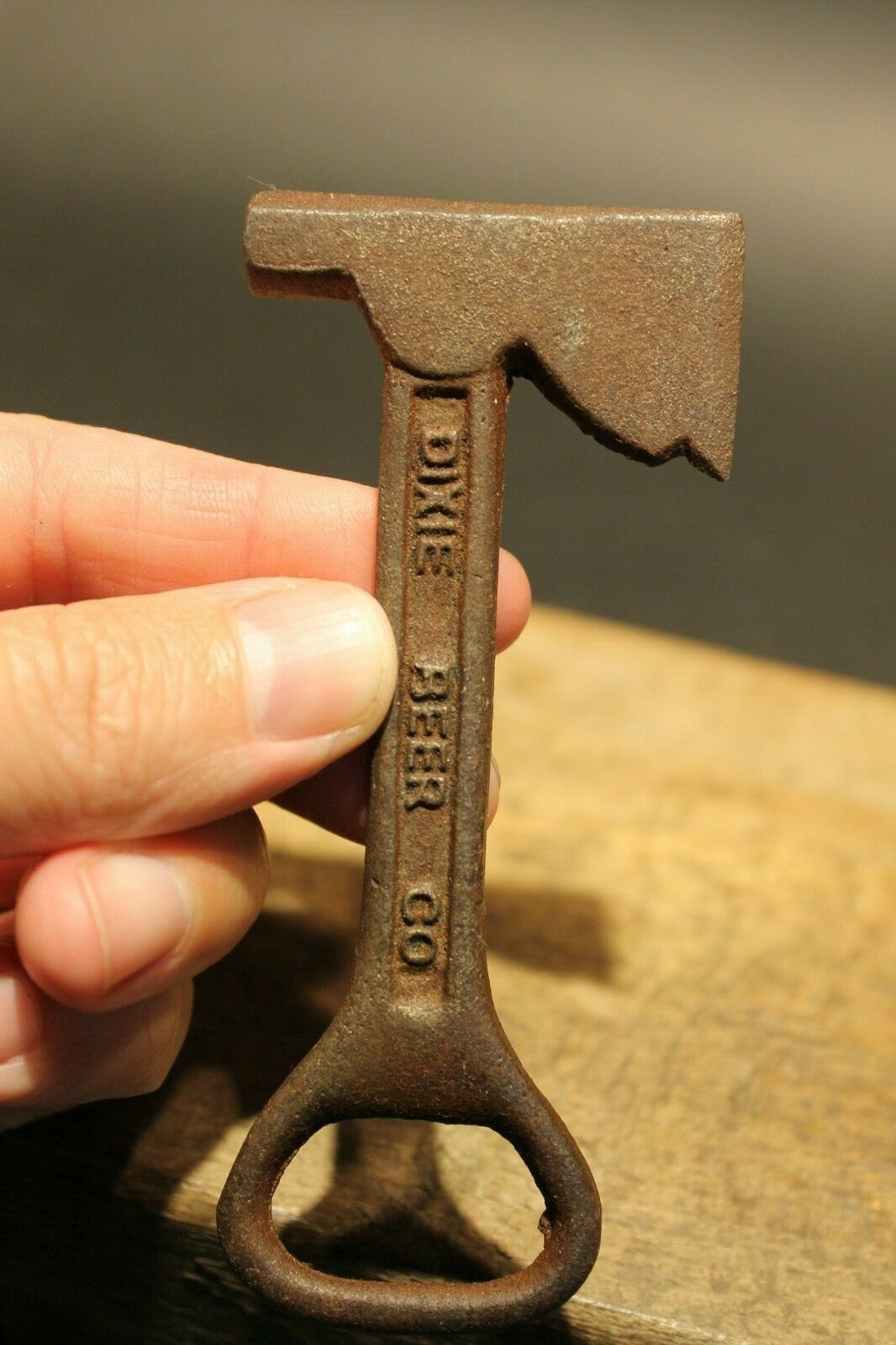 Antique Vintage Style Cast Iron Dixie Beer Bottle Opener Fireman Axe Hatchet