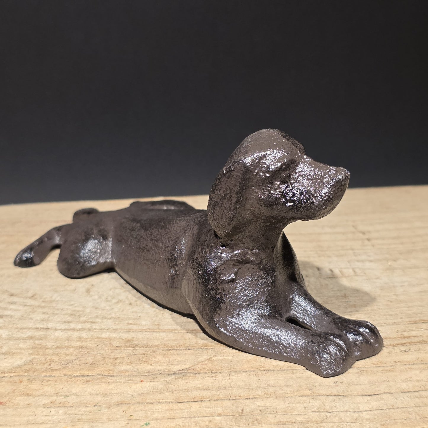 Cast Iron Lying Dog Doorstop – Vintage Style Figural Door Stop
