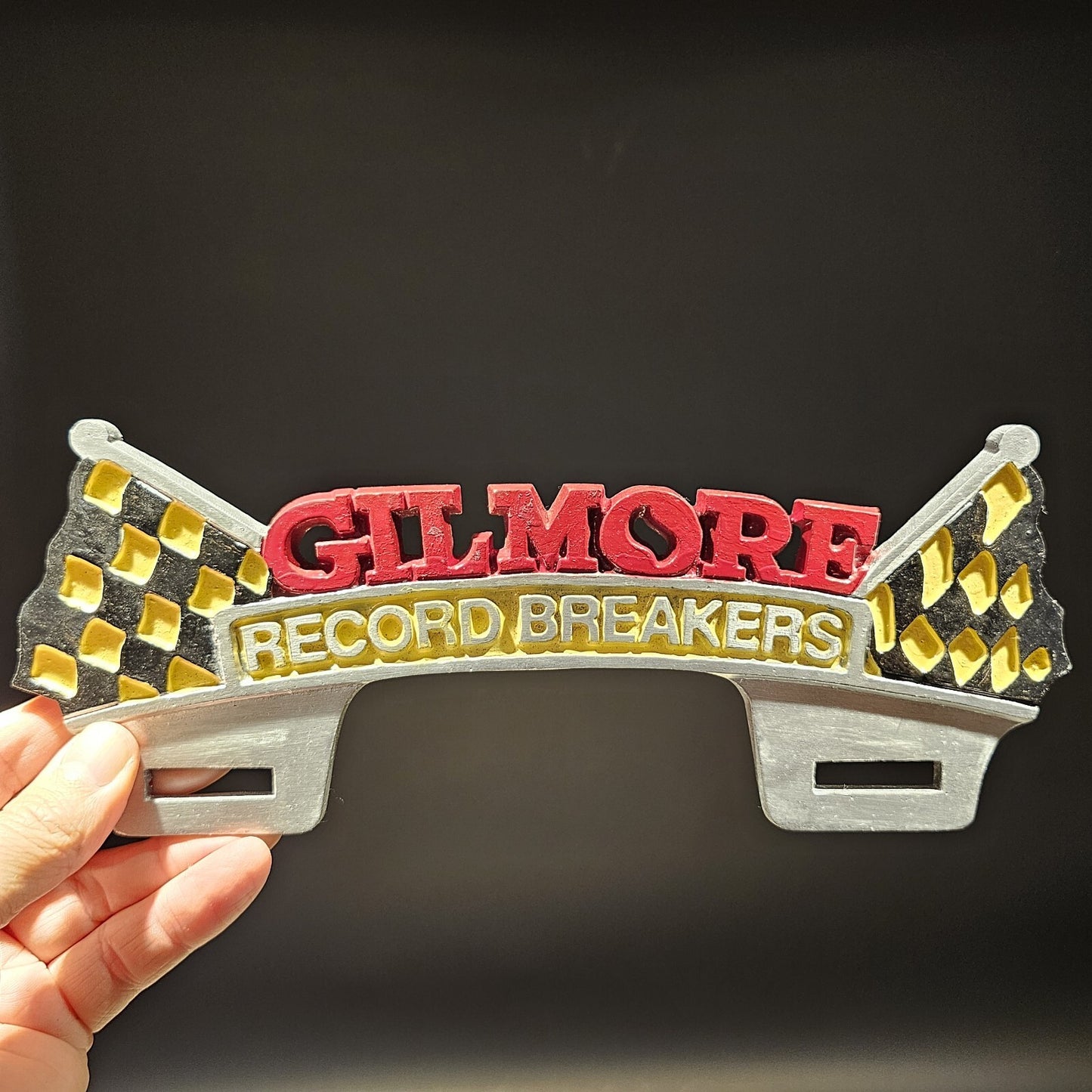 Vintage Style Aluminum Gilmore License Plate Fob Topper