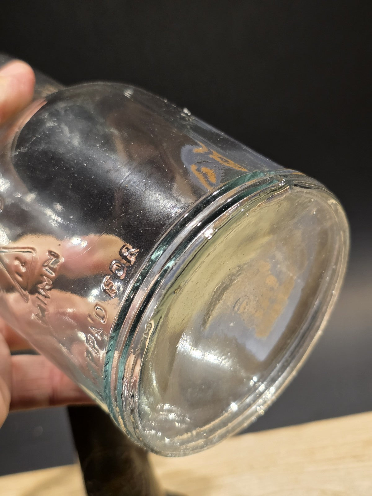 1930s Style Glass Power Lube Oil Bottle w Spout