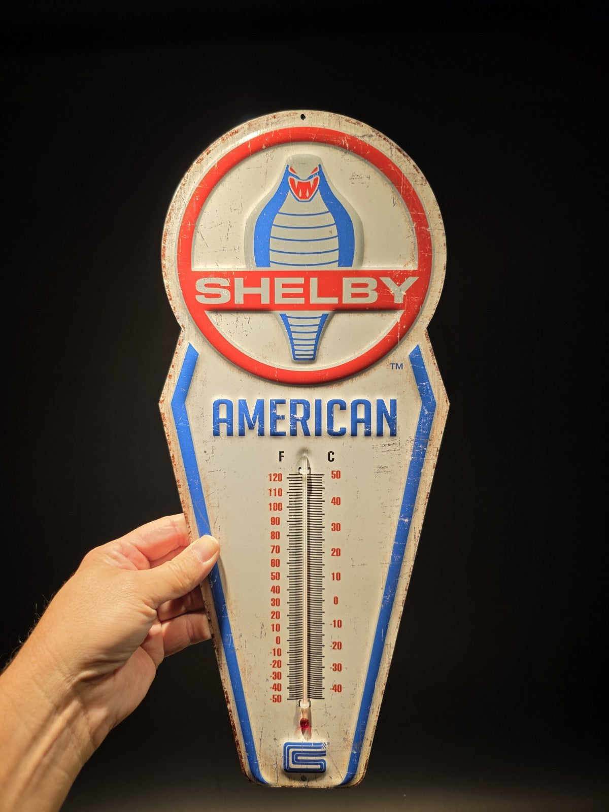 17.5 " Metal Vintage Style Ford Shelby American Thermometer Sign