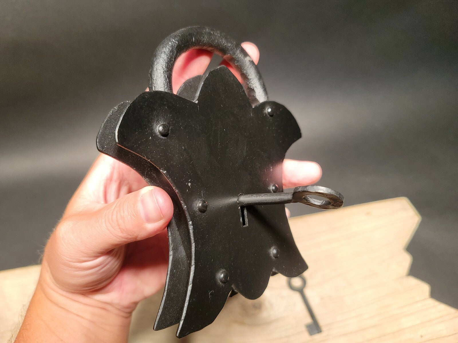 Antique Vintage Style Cast Iron Padlock Lock & Key 