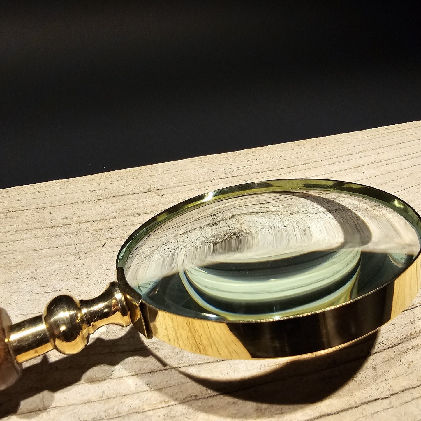 Antique Style Magnifying Glass w Wood Turned Handle 