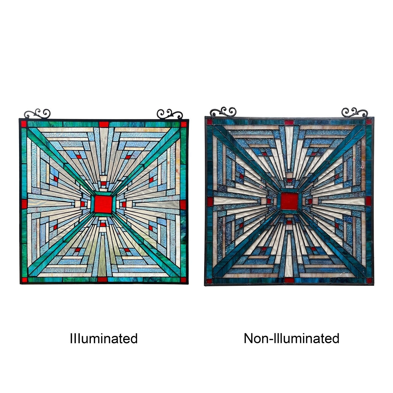 26" Mission Stained Glass Hanging Window Panel Suncatcher