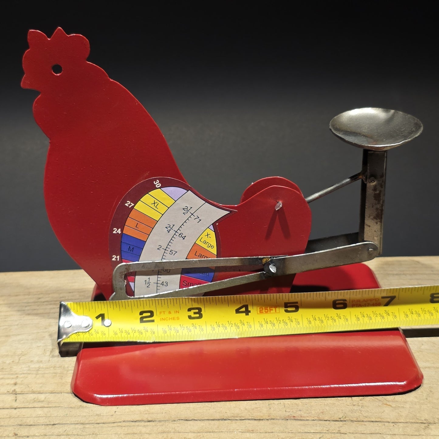 Vintage Style Rooster Egg Scale – Red Metal Farm Poultry Egg Grader