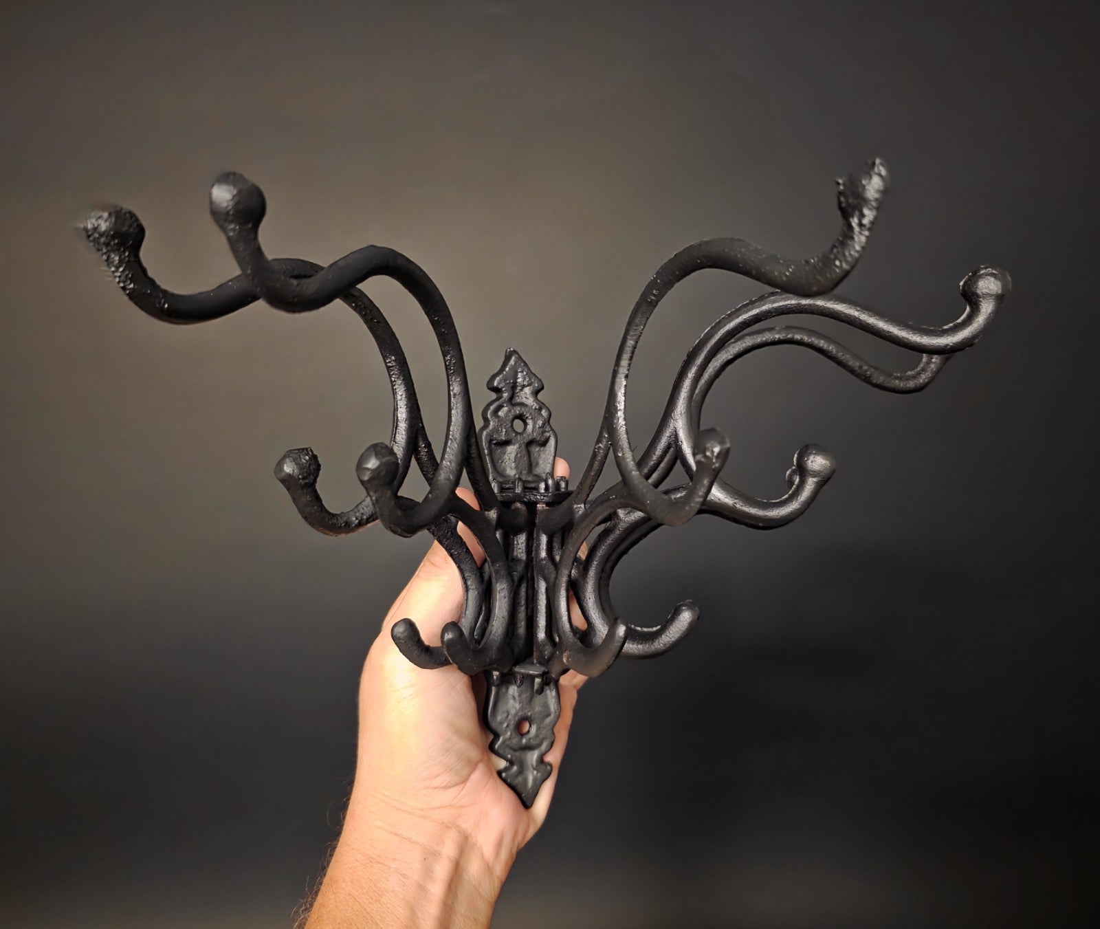 Antique Vintage Style Wall Hook Swivel Folding Coat Hanger Hardware Black Finish