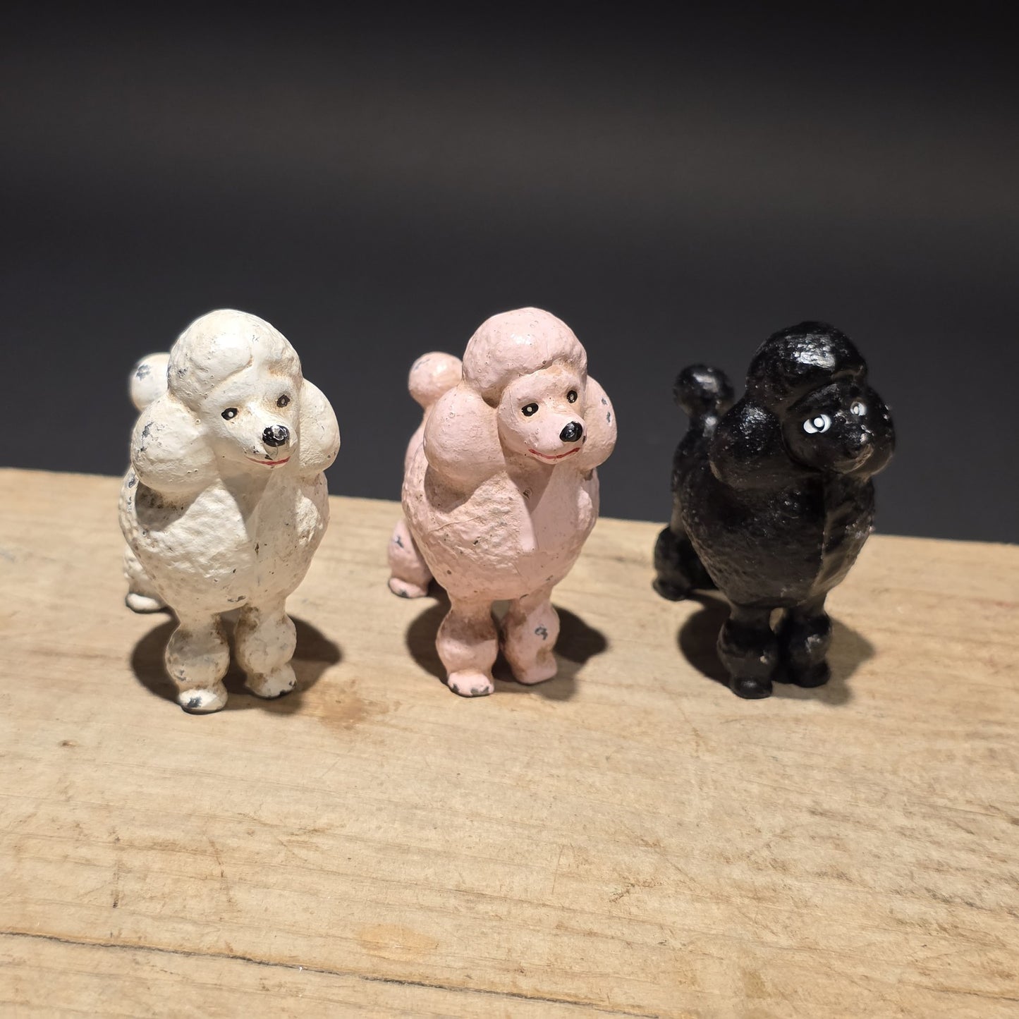 3 Cast Iron Poodle Dog Figurine – Vintage Style Black Poodle Statue