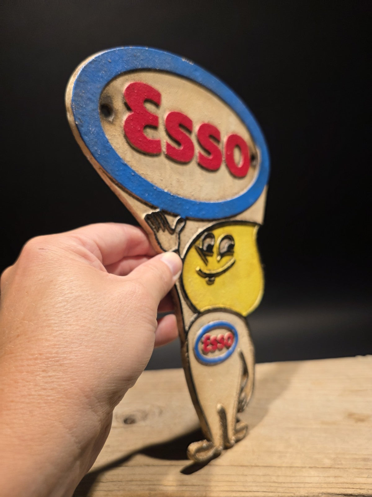 11" Vintage Style Gas Station Advertising Esso Oil Drop Cast Iron Sign
