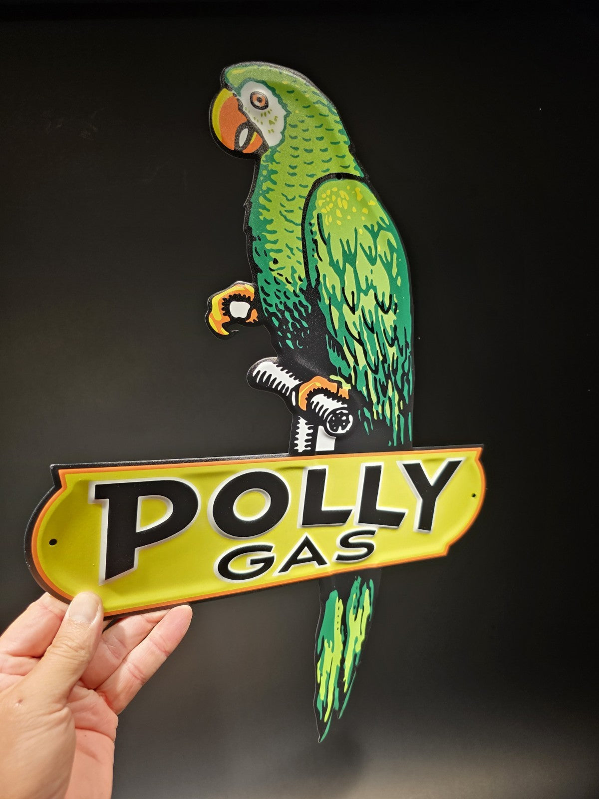 18" Antique Vintage Style Polly Gas Oil Metal Die Cut Sign