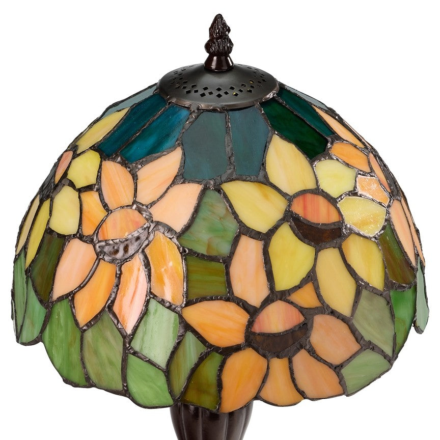 16.5"H Sunflowers Stained Glass Candlestick Table Lamp