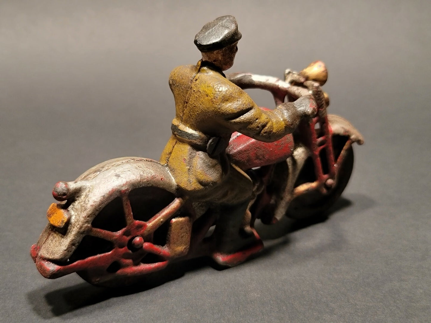 Antique Vintage Style Cast Iron Toy Motorcycle Police Patrol Rider 