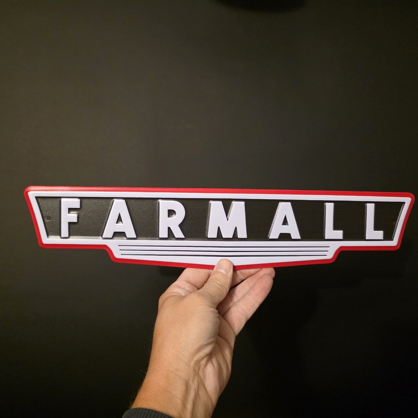Metal Farmall Tractor Emblem Sign Vintage Style International Harvester Badge