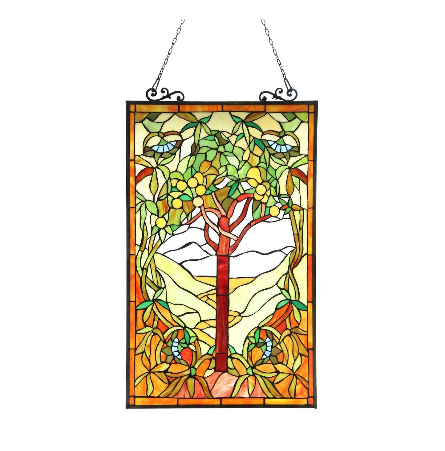 31.8" Tree Of Life Stained Glass Window Hanging Panel Suncatcher