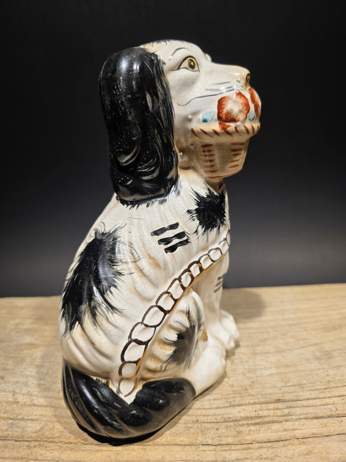 8" Antique Vintage Style Staffordshire Spaniel Dog Figurine
