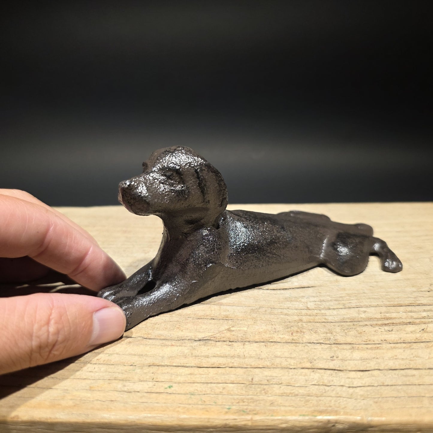 Cast Iron Lying Dog Doorstop – Vintage Style Figural Door Stop