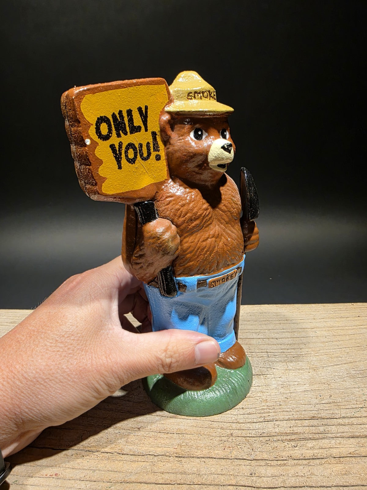 8" Antique Vintage Style Cast Smokey The Bear Coin Bank