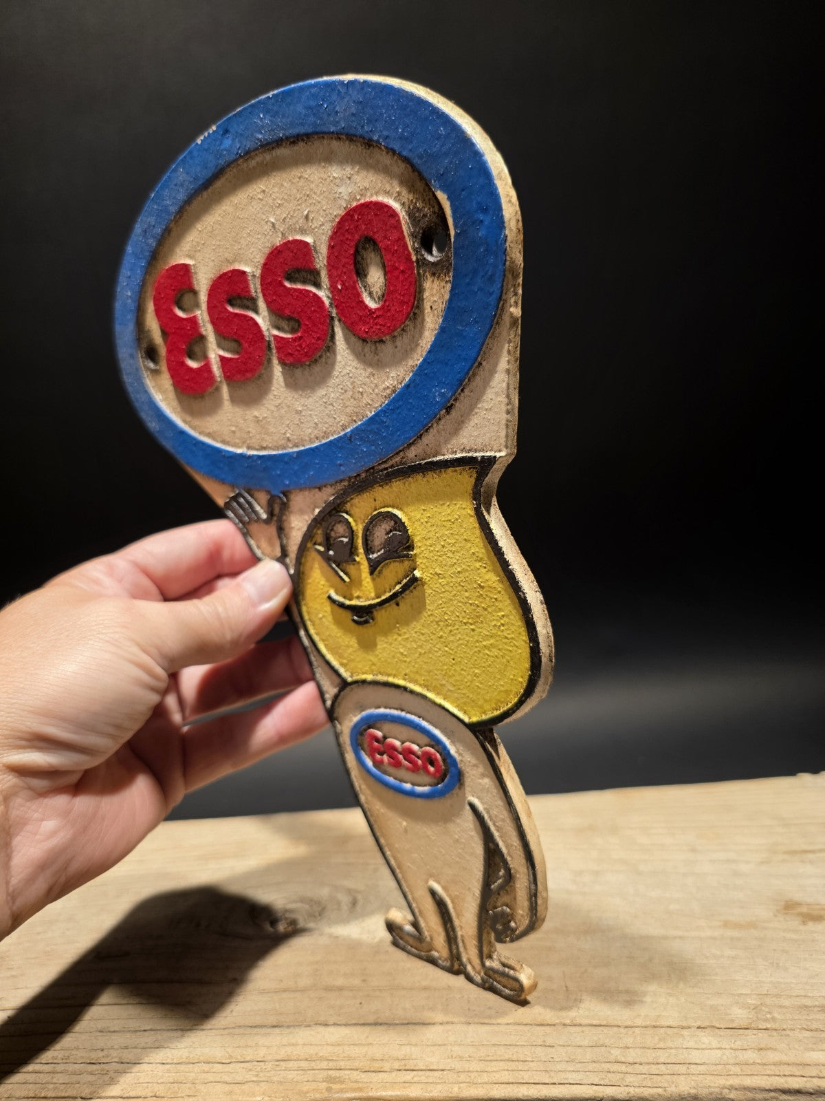 11" Vintage Style Gas Station Advertising Esso Oil Drop Cast Iron Sign