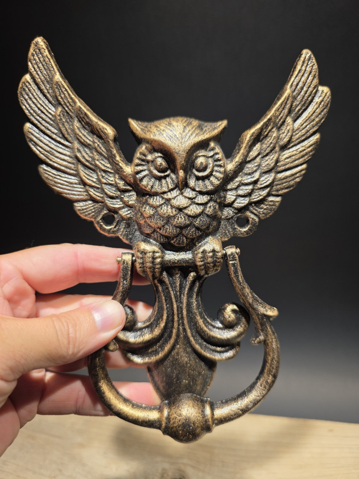 Antique Vintage Style Cast Iron Owl Door knocker