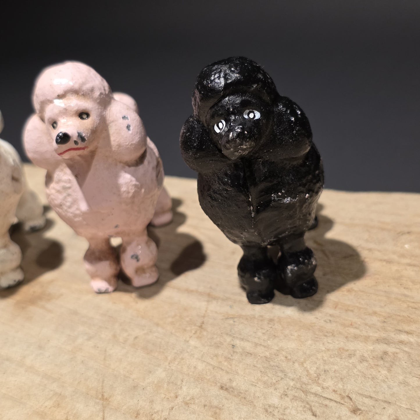 3 Cast Iron Poodle Dog Figurine – Vintage Style Black Poodle Statue