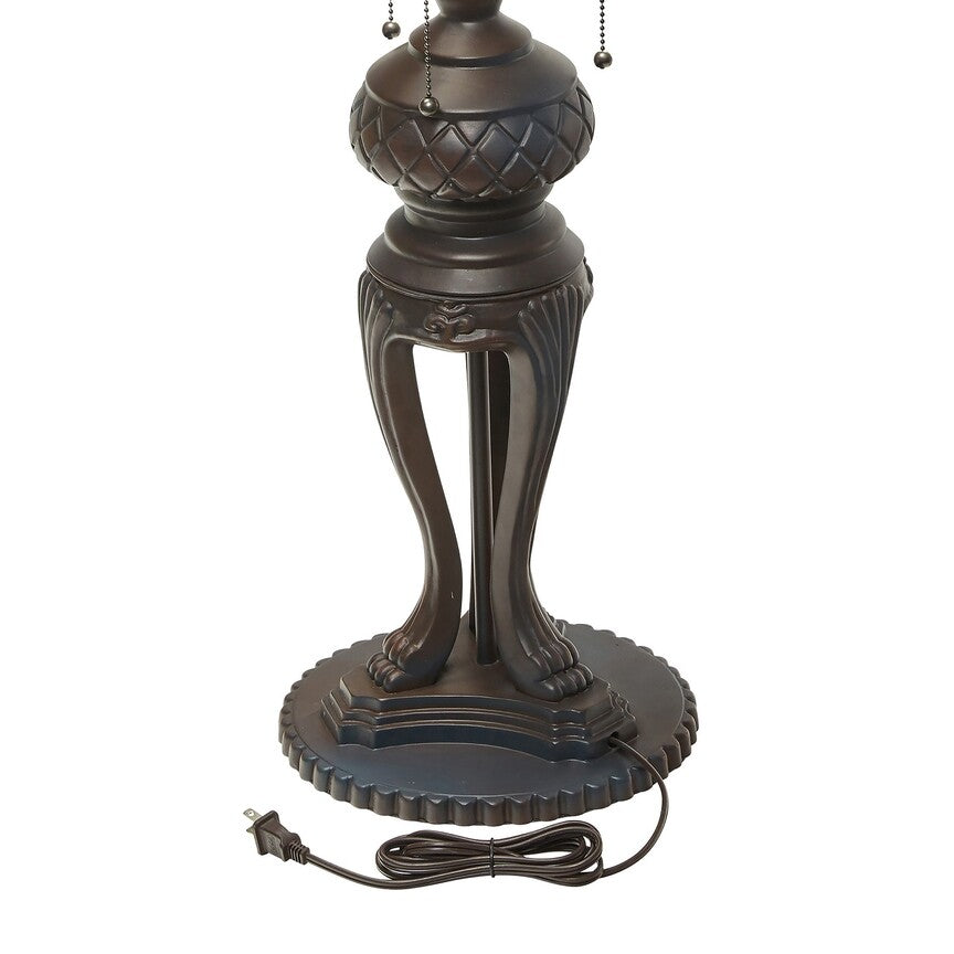 33.25"H Tulip Antique Style Stained Glass Table Lamp