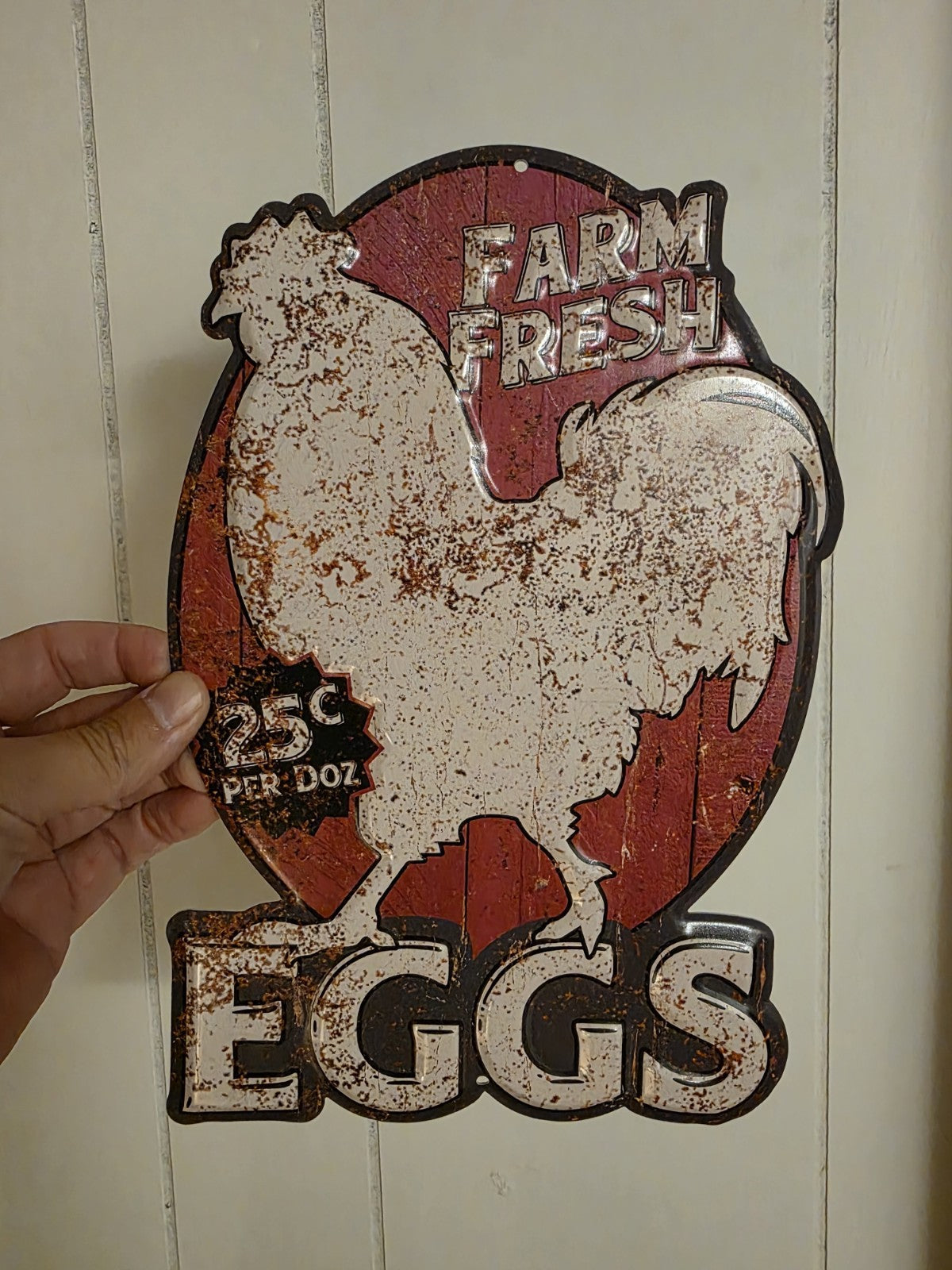 11" Metal Vintage Style Fresh Eggs Sign